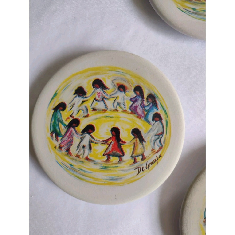 Ted De Grazia Los Ninos Sandstone Coasters Set of 5 Mexico Theme Hispanic - Picture 6 of 7